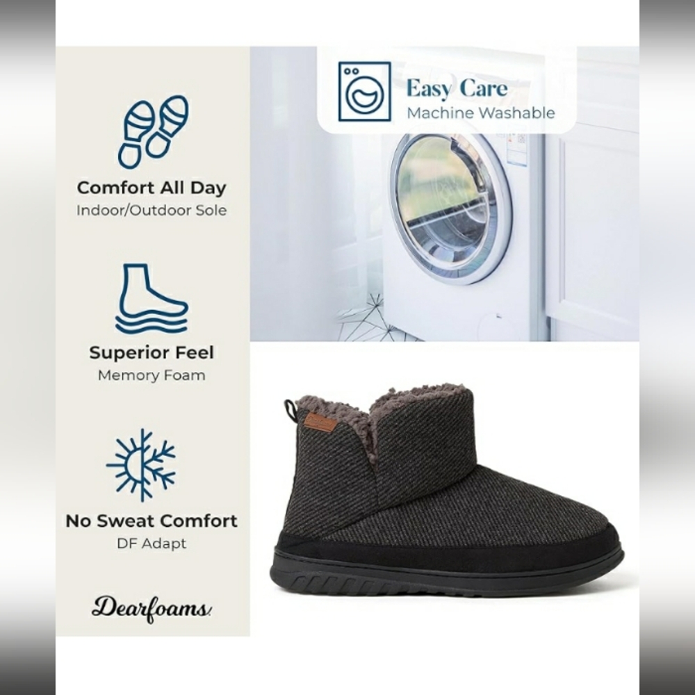 New Dearfoams mens James Woven Indoor/Outdoor Memory Foam Boot Slipper Small 7/8 - Picture 7 of 8